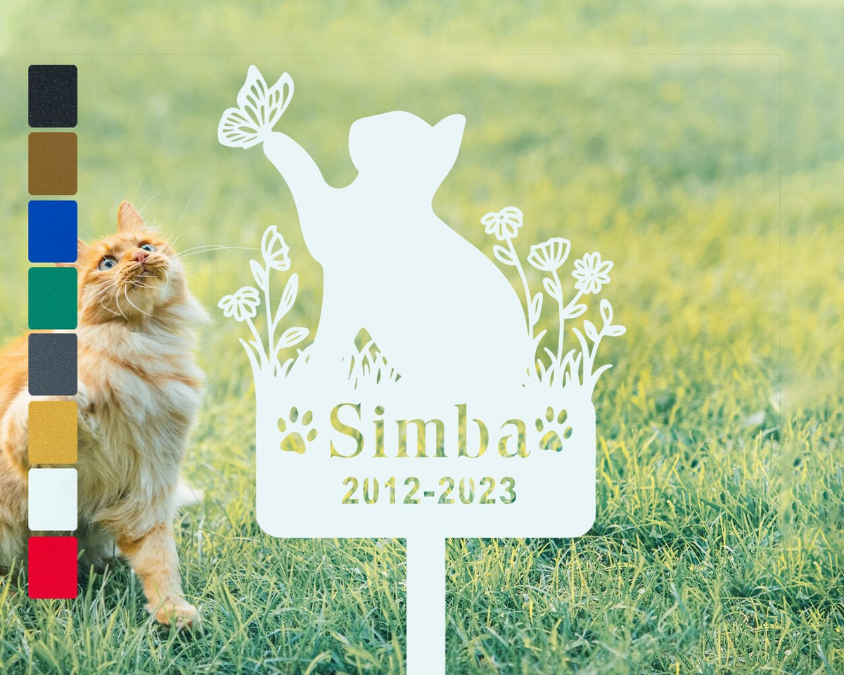 Custom Cat Memorial Plaque Cat Metal Garden Stakes Personalized Cat Name Sign Memorial Engraved Sign Lawn Ornament Gift For Friend Christmas