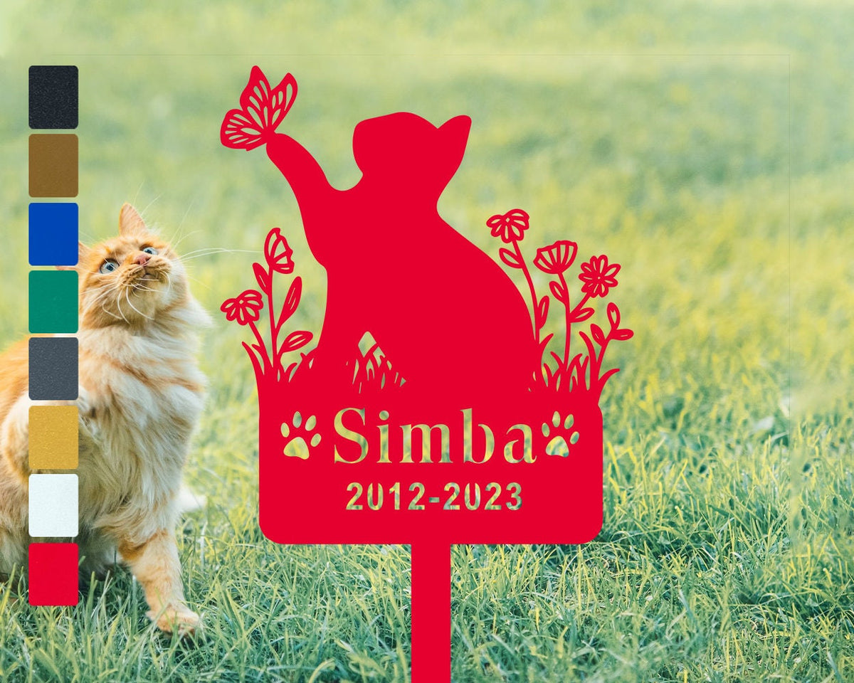 Custom Cat Memorial Plaque Cat Metal Garden Stakes Personalized Cat Name Sign Memorial Engraved Sign Lawn Ornament Gift For Friend Christmas