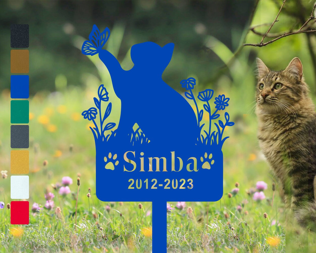 Custom Cat Memorial Plaque Cat Metal Garden Stakes Personalized Cat Name Sign Memorial Engraved Sign Lawn Ornament Gift For Friend Christmas