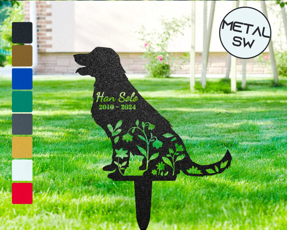 Personalized Metal Dog Memorial Stake Custom Dog Grave Marker With Flower Family Dog Pass Away Gift Dog Lover Gift Sympathy Sign Gift