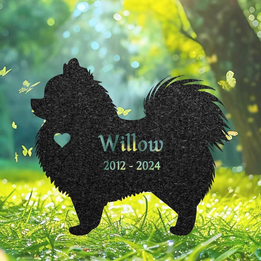 Custom Pomeranian Dog Memorial Grave Marker Personalized Dog Metal Sign Dog Burial Marker With Name Engraved Garden Decor Pet Loss Gift
