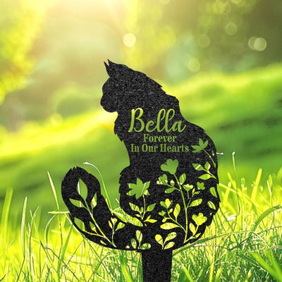 Custom Maine Coon Memorial Burial Stake Personalized Long-Haired Cat Garden Sign Metal Cat Grave Marker Cat Engraved Sign For Outdoor