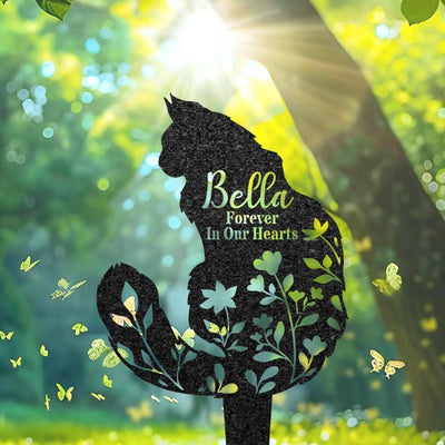 Custom Maine Coon Memorial Burial Stake Personalized Long-Haired Cat Garden Sign Metal Cat Grave Marker Cat Engraved Sign For Outdoor