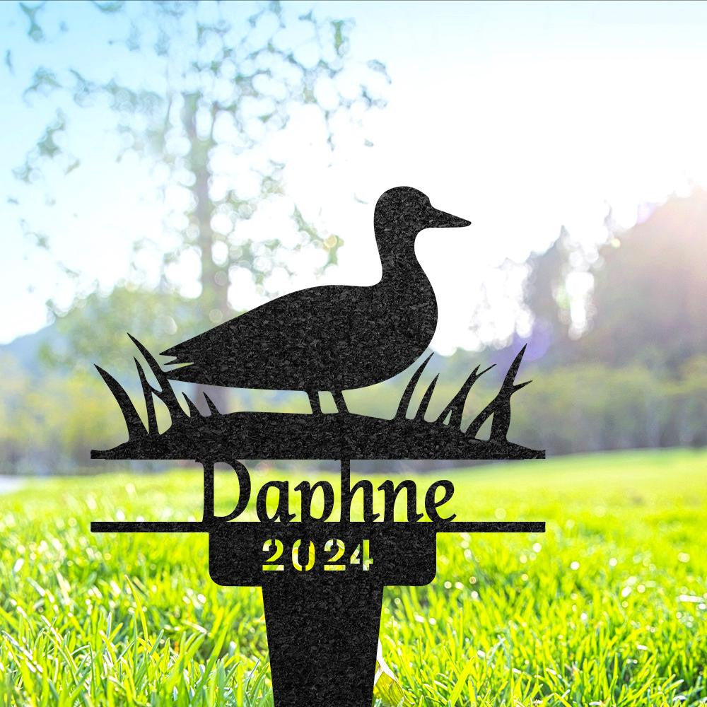 Personalized Duck Memorial Plaques For Outdoor Custom Pet Grave Marker Remembrance Stake Yard Art Decor Pet Metal Sign Duck Lover Gift