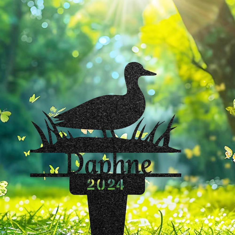 Personalized Duck Memorial Plaques For Outdoor Custom Pet Grave Marker Remembrance Stake Yard Art Decor Pet Metal Sign Duck Lover Gift