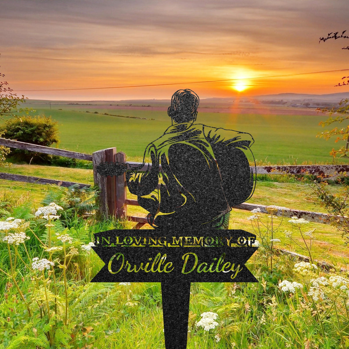 Personalized Man Playing Guitar Memorial Stake Custom Metal Guitarist Gravesite Marker Guitarist Gift Remembrance Stake Cemetery Stakes