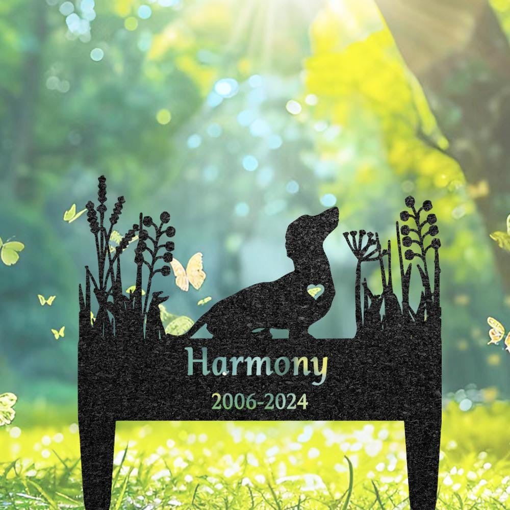 Custom Dachshund Memorial Grave Marker Pet Plaque Burial Stake Personalized Engraved Dog Name Keepsake Metal Garden Sign Pet Loss Gift
