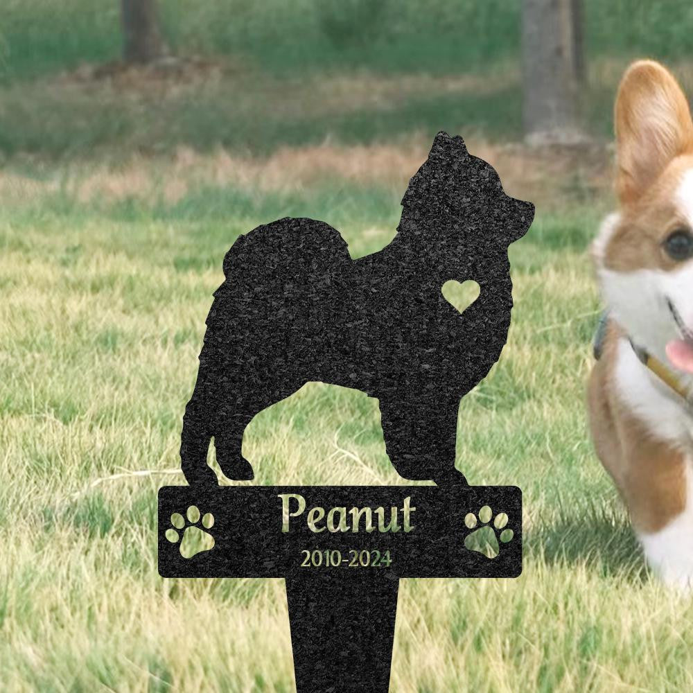 Personalized Pomeranian Dog Grave Marker Custom Dog Memorial Metal Garden Sign Pet Tombstone Outdoor Flowerbed Decor Pet Cemetery Marker