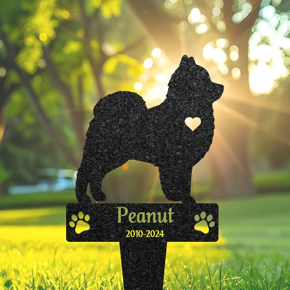 Personalized Pomeranian Dog Grave Marker Custom Dog Memorial Metal Garden Sign Pet Tombstone Outdoor Flowerbed Decor Pet Cemetery Marker