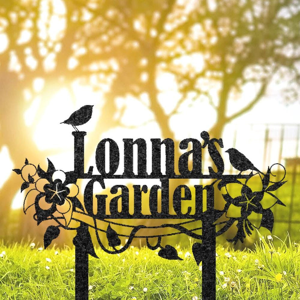 Custom Bird Metal Garden Decor Personalized Flower Sign With Stake Garden Name Sign Flower Bed Sign Yard Sign Lawn Decorgardening Gift