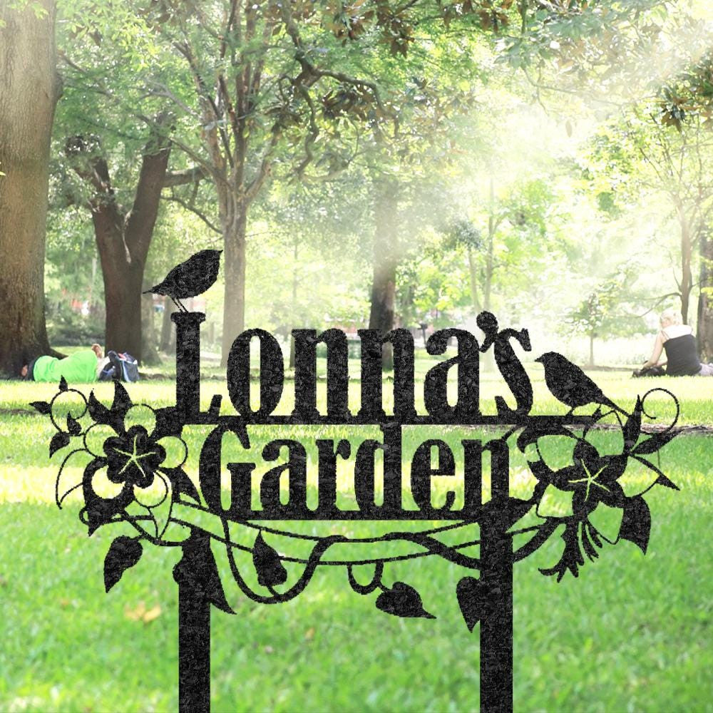 Custom Bird Metal Garden Decor Personalized Flower Sign With Stake Garden Name Sign Flower Bed Sign Yard Sign Lawn Decorgardening Gift