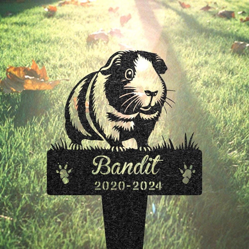 Guinea Pig Memorial Burial Stake Custom Guinea Pig Name Metal Stake Pet Grave Marker Memorial Garden Decor Yard Sign Guinea Pig Lover