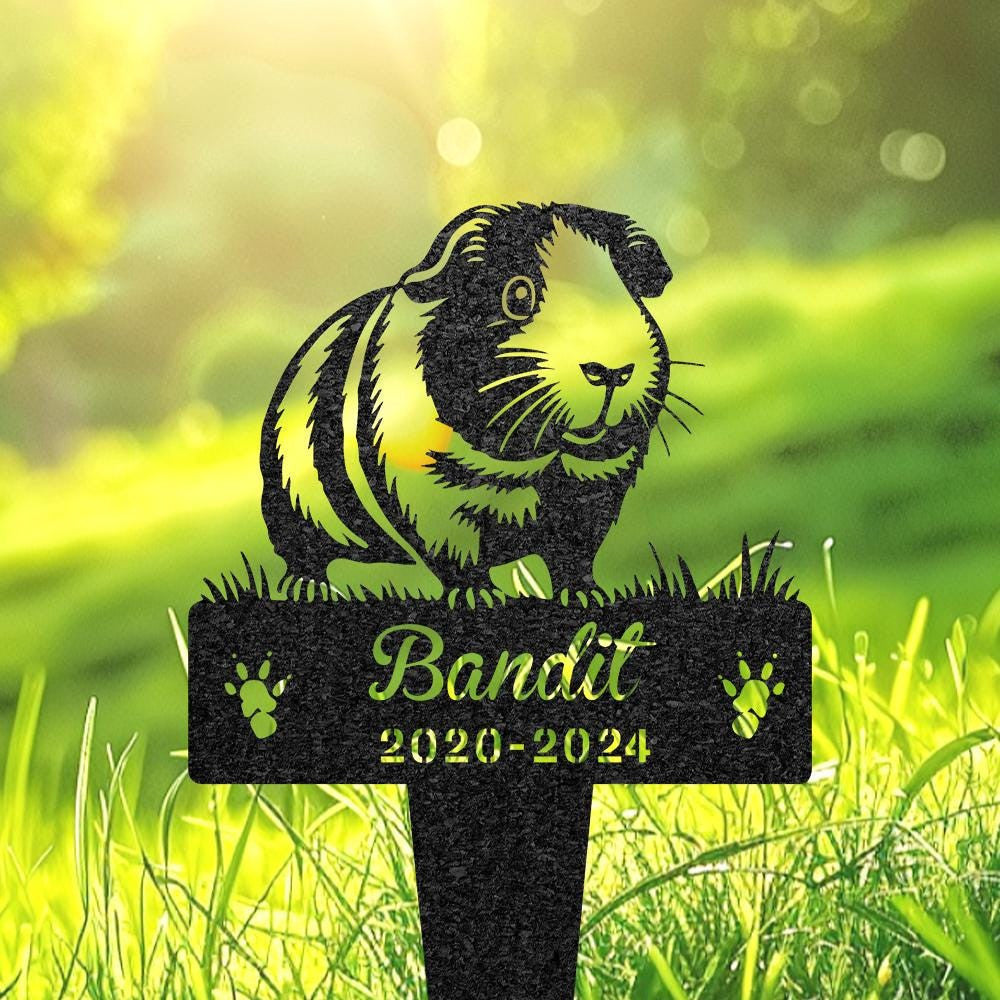 Guinea Pig Memorial Burial Stake Custom Guinea Pig Name Metal Stake Pet Grave Marker Memorial Garden Decor Yard Sign Guinea Pig Lover