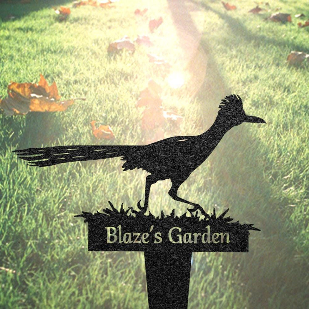 Personalized Roadrunner Grave Marker Custom Pet Memorial Metal Garden Sign Pet Tombstone Outdoor Flowerbed Decor Pet Cemetery Marker