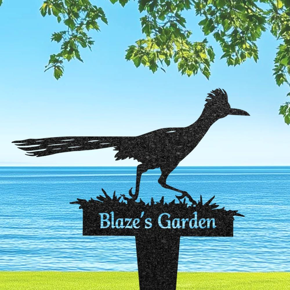 Personalized Roadrunner Grave Marker Custom Pet Memorial Metal Garden Sign Pet Tombstone Outdoor Flowerbed Decor Pet Cemetery Marker