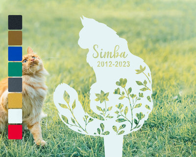Custom Cat Memorial Plaque With Stake Cat Memorial Stake Cat Grave Marker Cat Memorial Gifts Silhouette Metal Garden Stake Cat Headstone