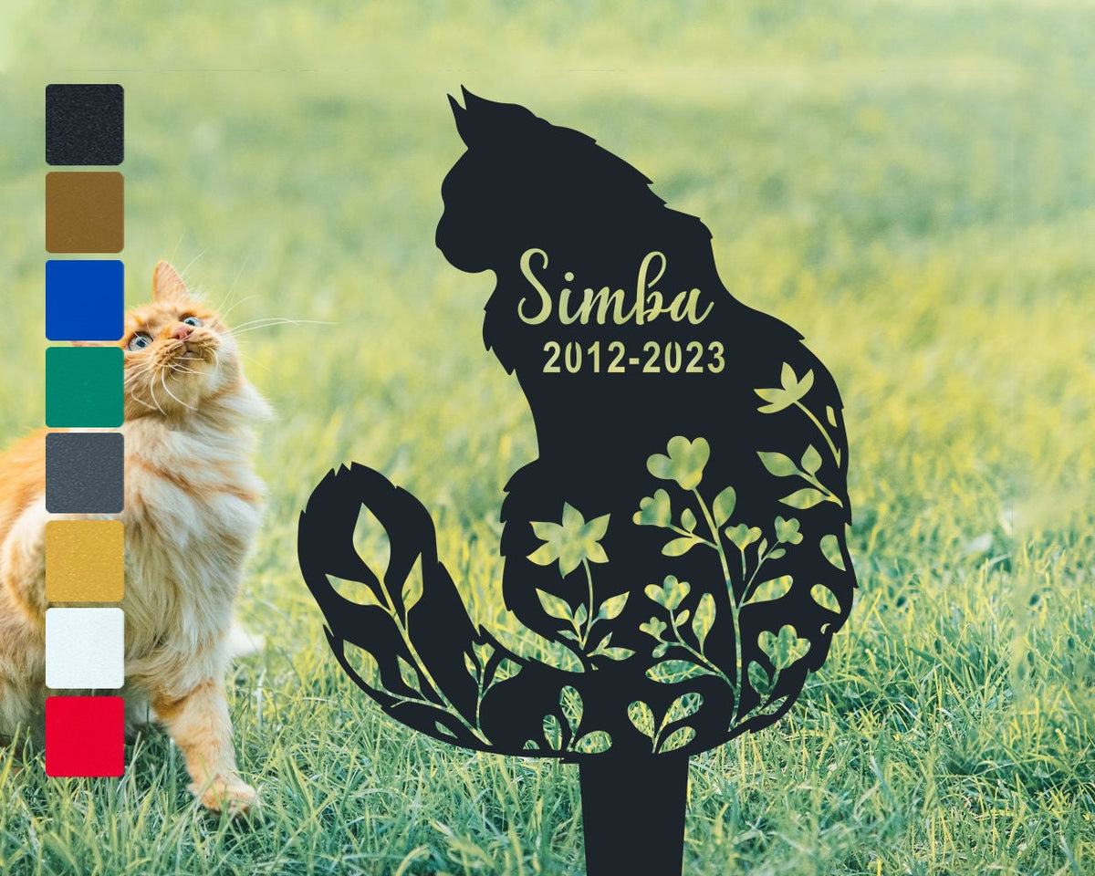 Custom Cat Memorial Plaque With Stake Cat Memorial Stake Cat Grave Marker Cat Memorial Gifts Silhouette Metal Garden Stake Cat Headstone