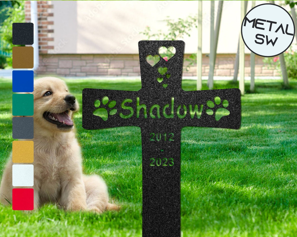 Dog Grave Marker Cross Memorial Gift Pet Loss Stake Memorial Plaques For Outdoor Pet Memorial Garden Cemetery Black Sympathy Garden Stakes