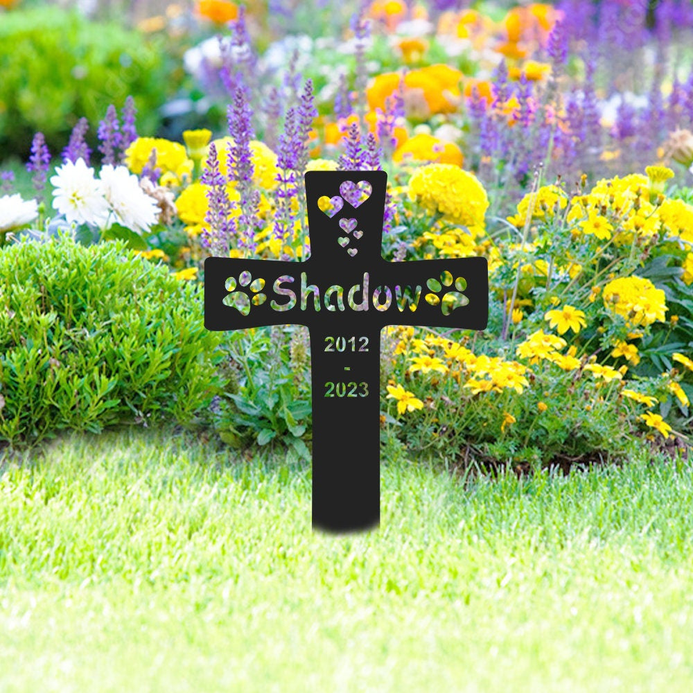 Dog Grave Marker Cross Memorial Gift Pet Loss Stake Memorial Plaques For Outdoor Pet Memorial Garden Cemetery Black Sympathy Garden Stakes