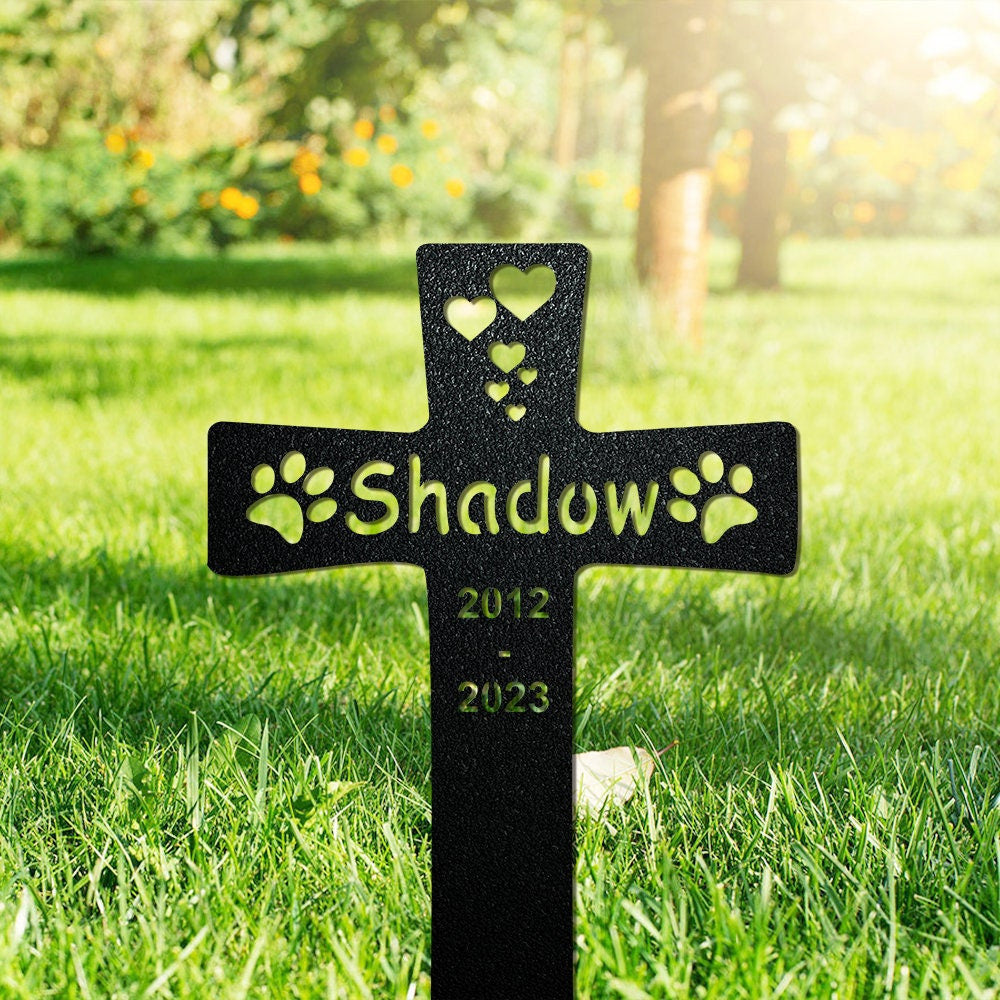 Dog Grave Marker Cross Memorial Gift Pet Loss Stake Memorial Plaques For Outdoor Pet Memorial Garden Cemetery Black Sympathy Garden Stakes