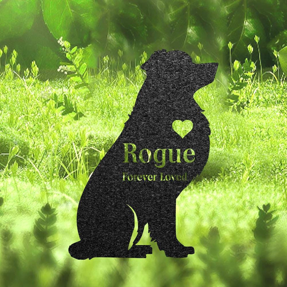 Australian Shepherd Memorial Stake Custom Metal Garden Sign Pet Grave Marker Engraved Name Sign Outdoor Dog Burial Stake Dog Loss Gift