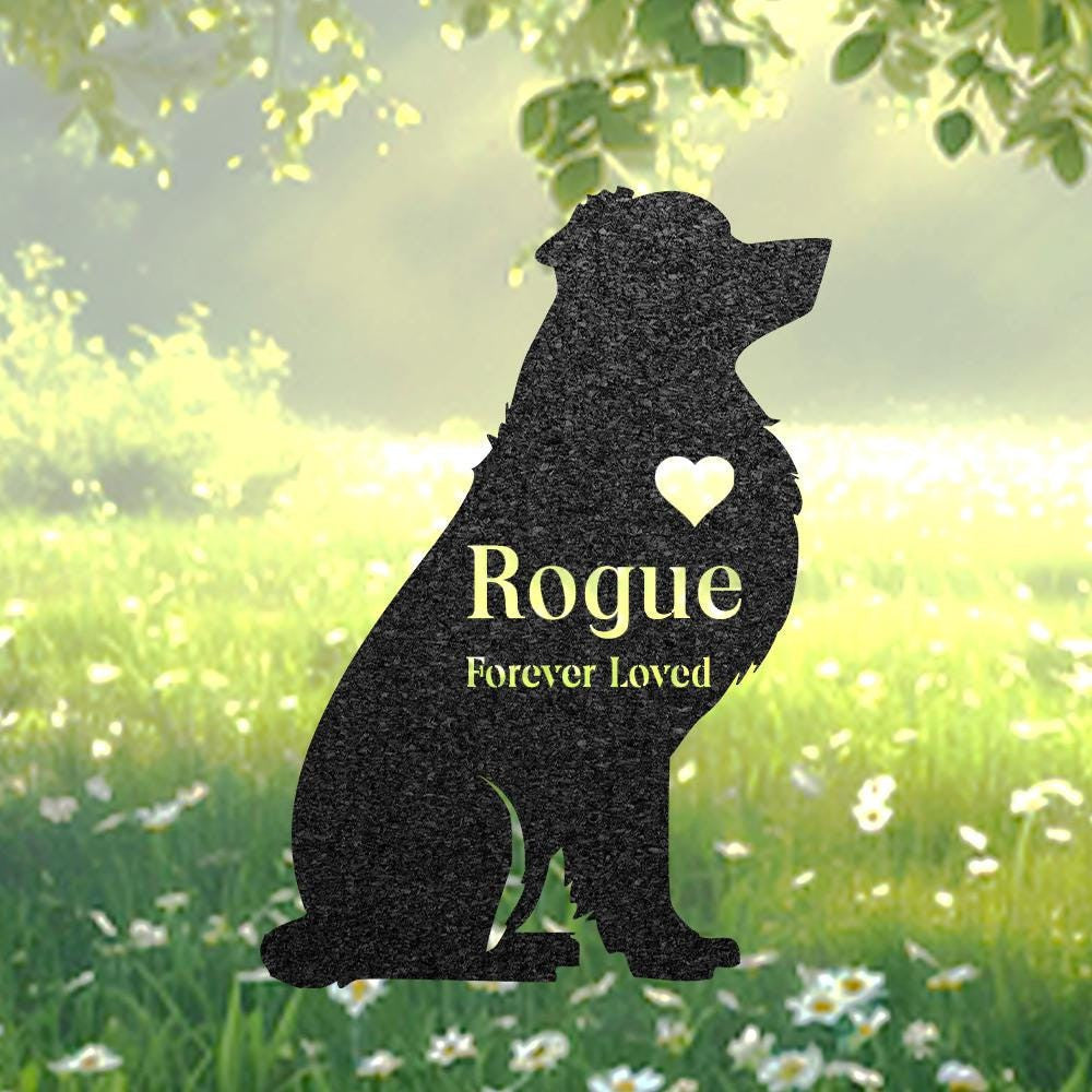 Australian Shepherd Memorial Stake Custom Metal Garden Sign Pet Grave Marker Engraved Name Sign Outdoor Dog Burial Stake Dog Loss Gift