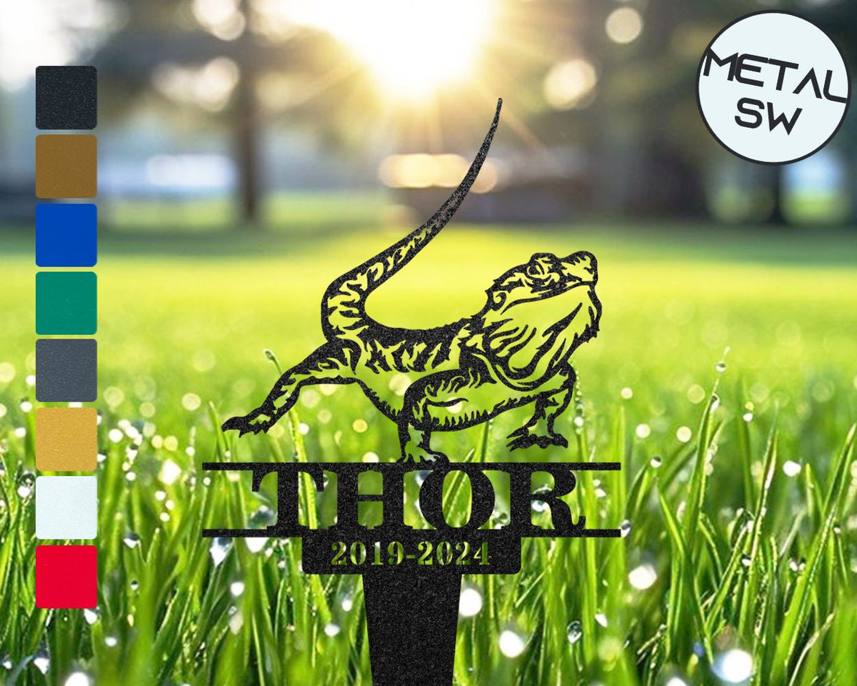 Metal Pet Lizard Memorial Stakes Custom Gecko Garden Signpersonalized Pet Giftbearded Dragon Grave Markerpet Loss Giftremembrance Stake