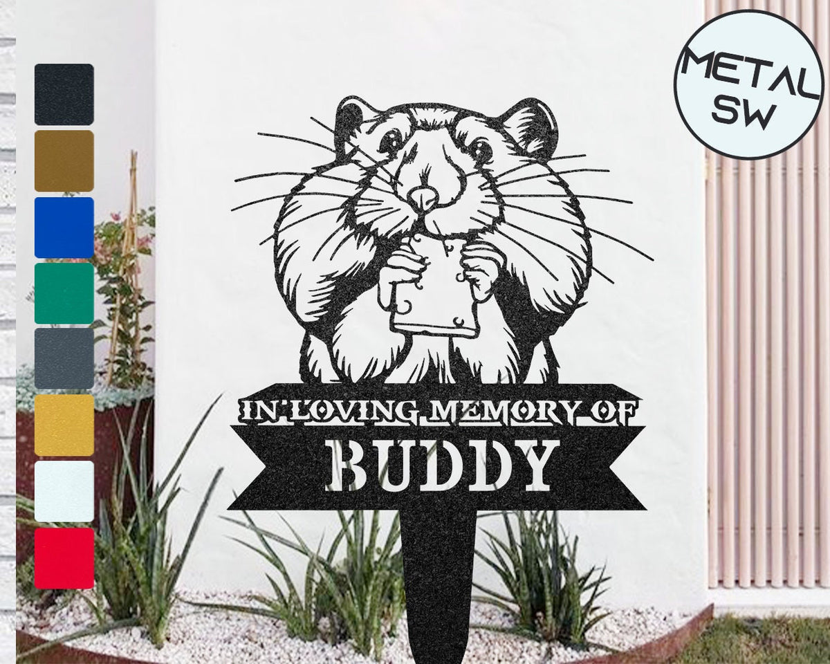 Custom Hamster Memorial Garden Stakes Personalized Metal Hamster Gravesite Markeroutdoor Yard Decor Cemetery Burial Stakes Keepsake Gift