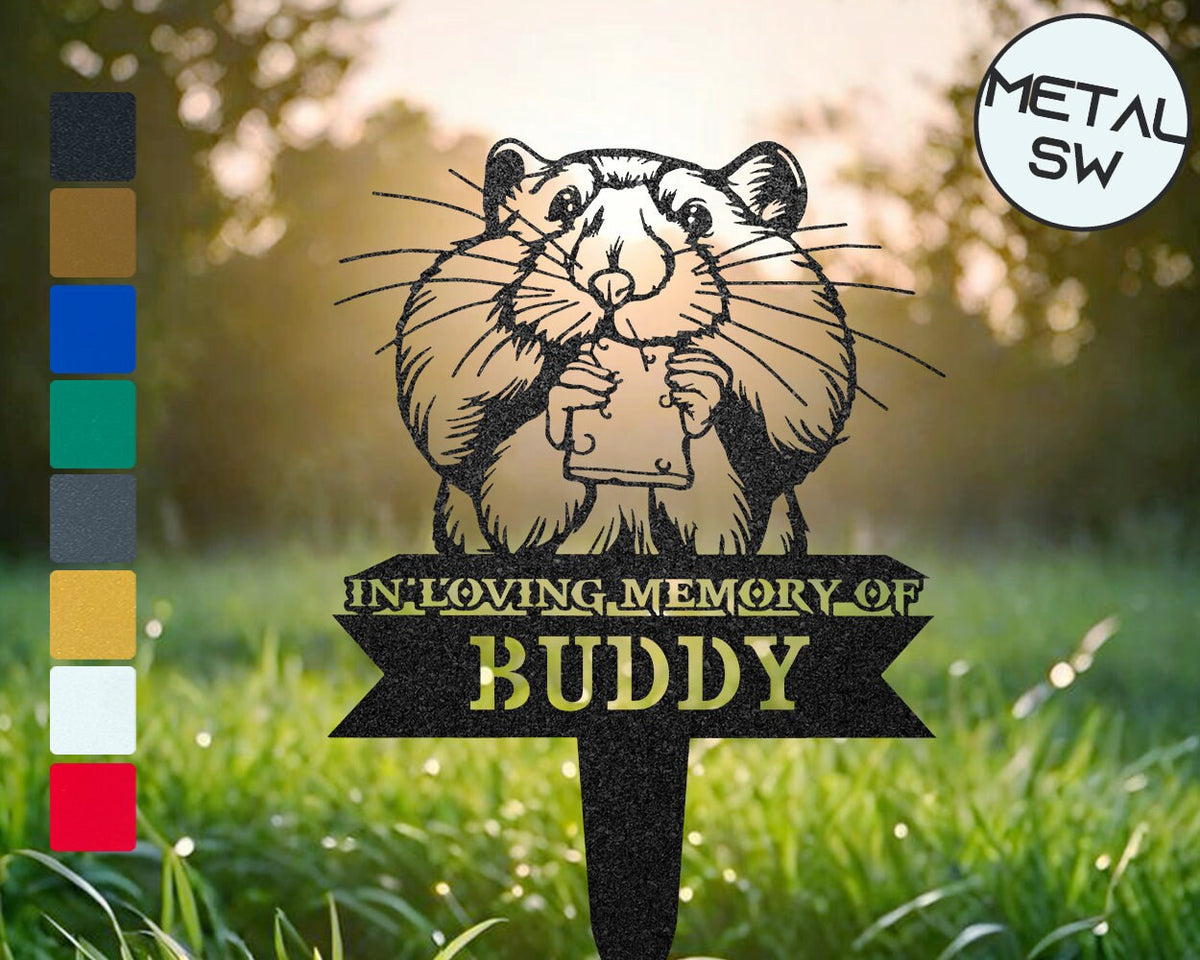 Custom Hamster Memorial Garden Stakes Personalized Metal Hamster Gravesite Markeroutdoor Yard Decor Cemetery Burial Stakes Keepsake Gift
