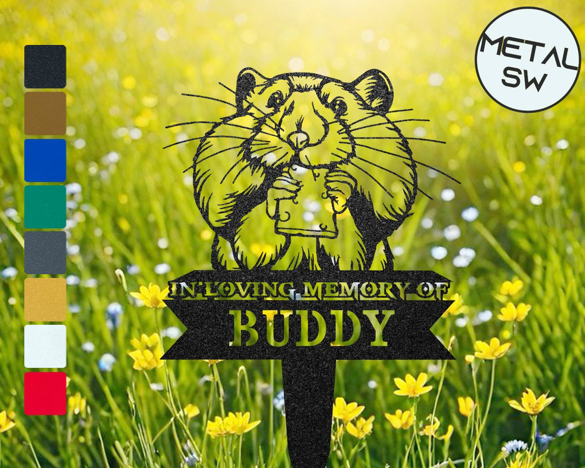 Custom Hamster Memorial Garden Stakes Personalized Metal Hamster Gravesite Markeroutdoor Yard Decor Cemetery Burial Stakes Keepsake Gift