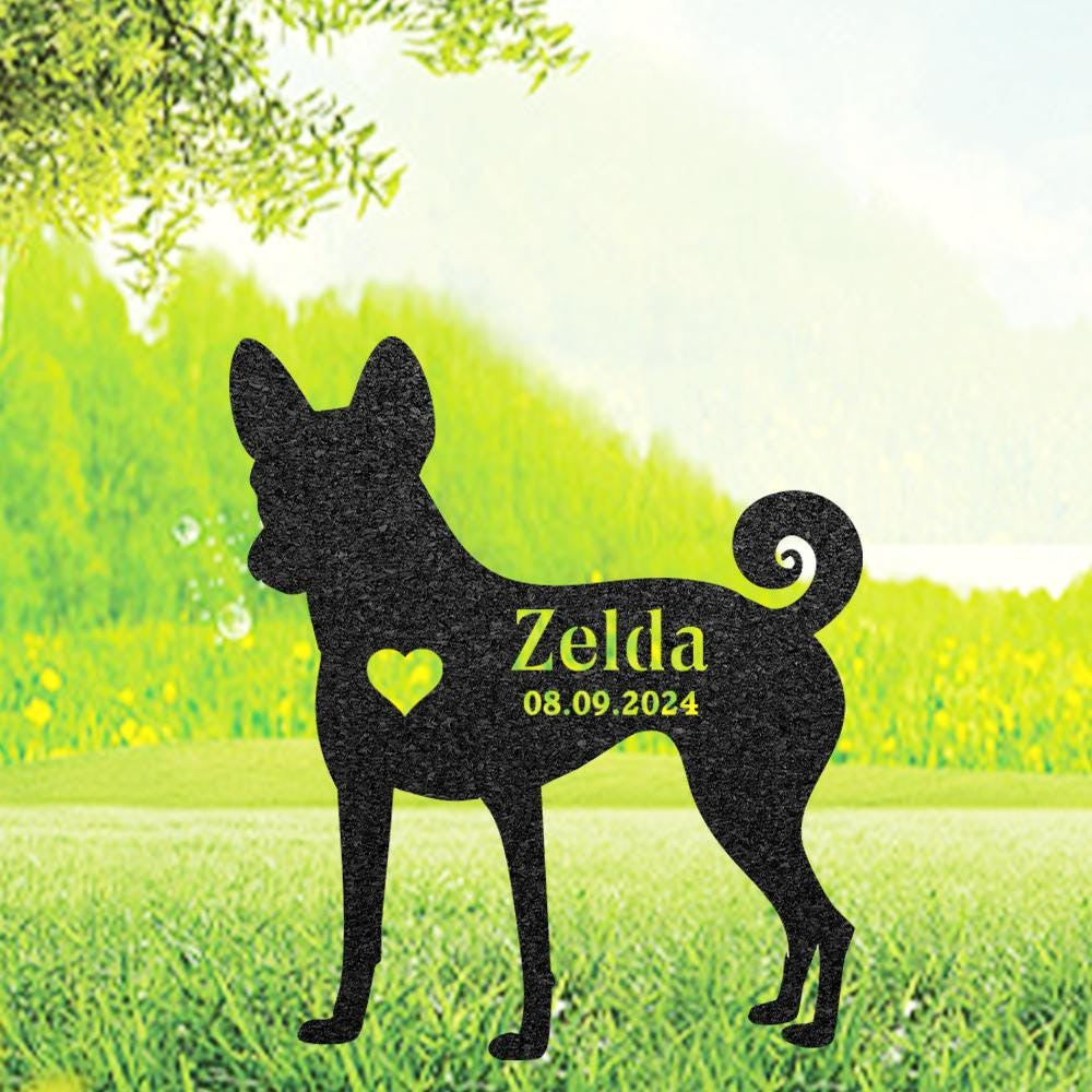 Basenji Dog Memorial Stake Custom Metal Garden Sign Pet Grave Marker Personalized Engraved Name Sign Remembrance Stake Dog Loss Gift