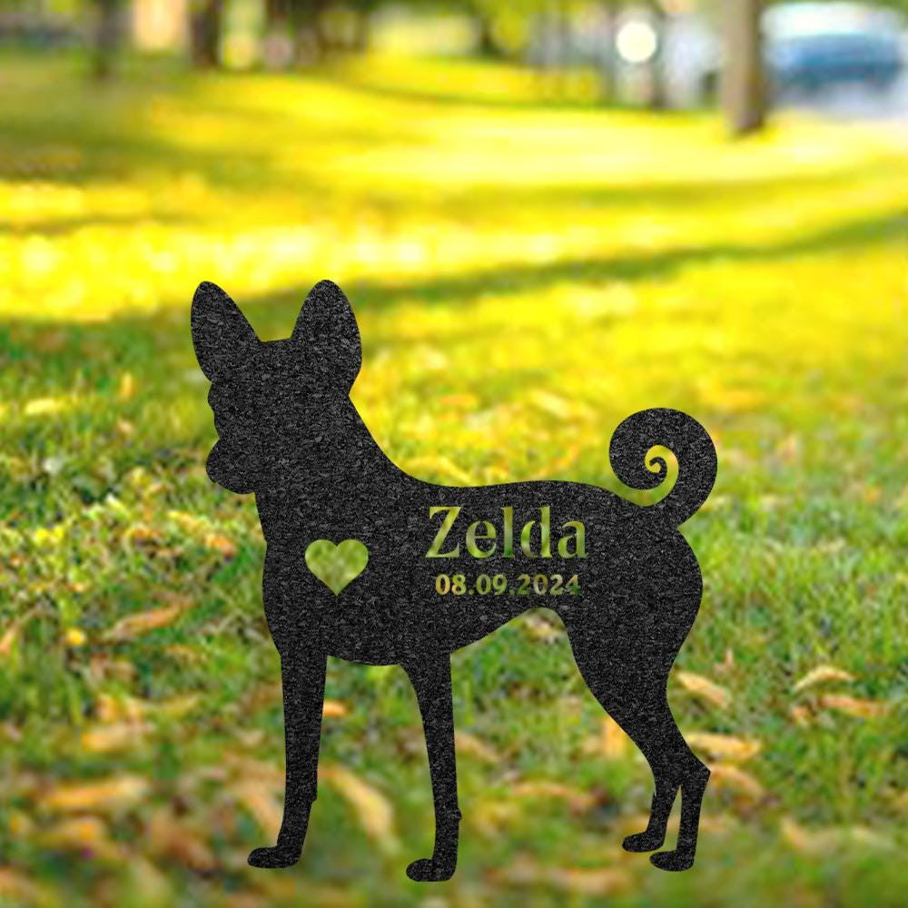 Basenji Dog Memorial Stake Custom Metal Garden Sign Pet Grave Marker Personalized Engraved Name Sign Remembrance Stake Dog Loss Gift