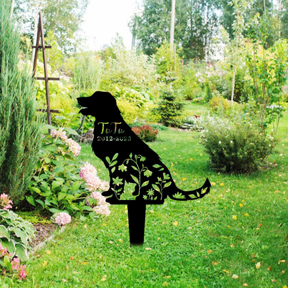 Personalized Dog Memorial Garden Stakes With Name Custom Dog Grave Marker Dog Mom Giftdog Silhouette Signlabrador Retriever Sign Outdoor