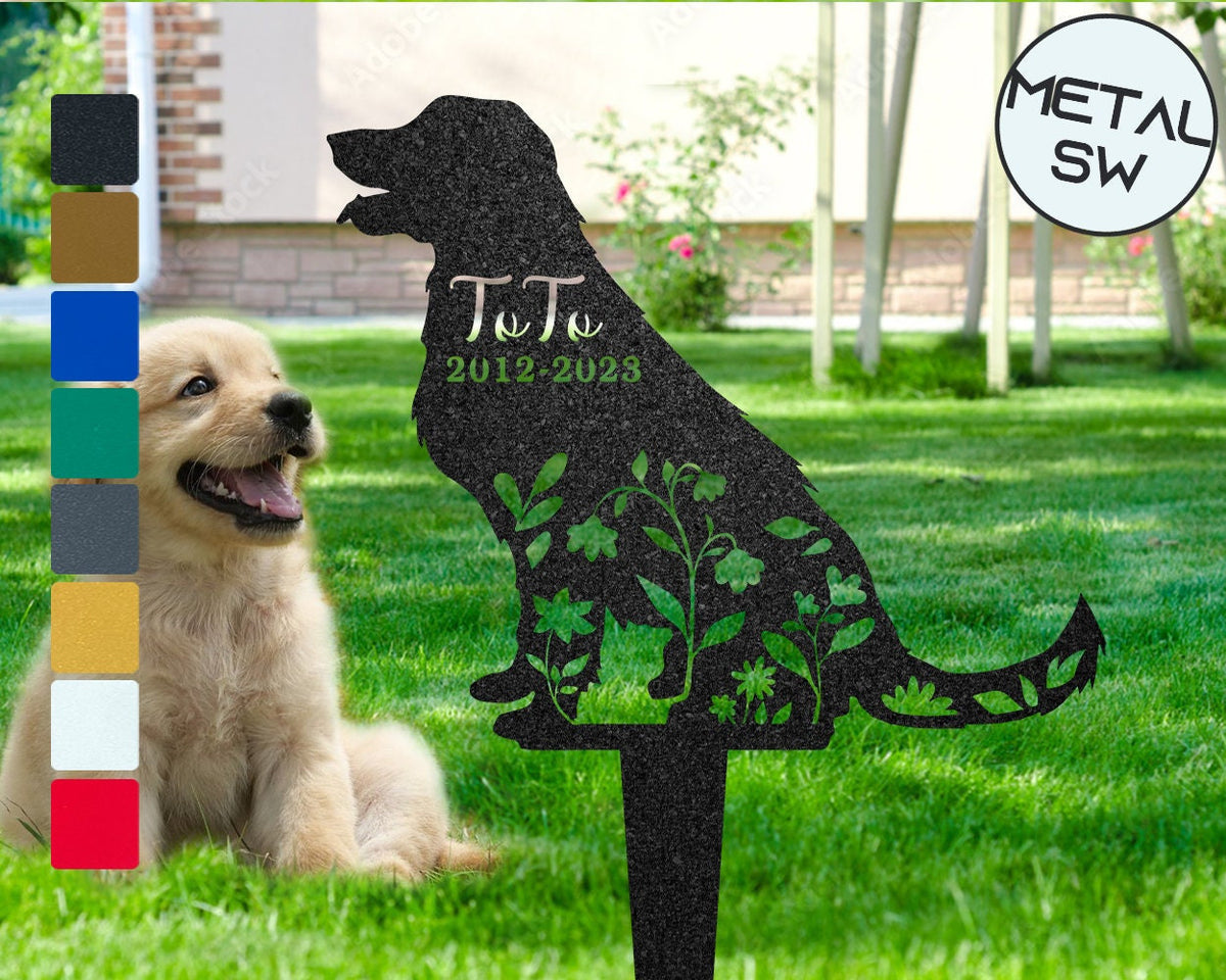 Personalized Dog Memorial Garden Stakes With Name Custom Dog Grave Marker Dog Mom Giftdog Silhouette Signlabrador Retriever Sign Outdoor