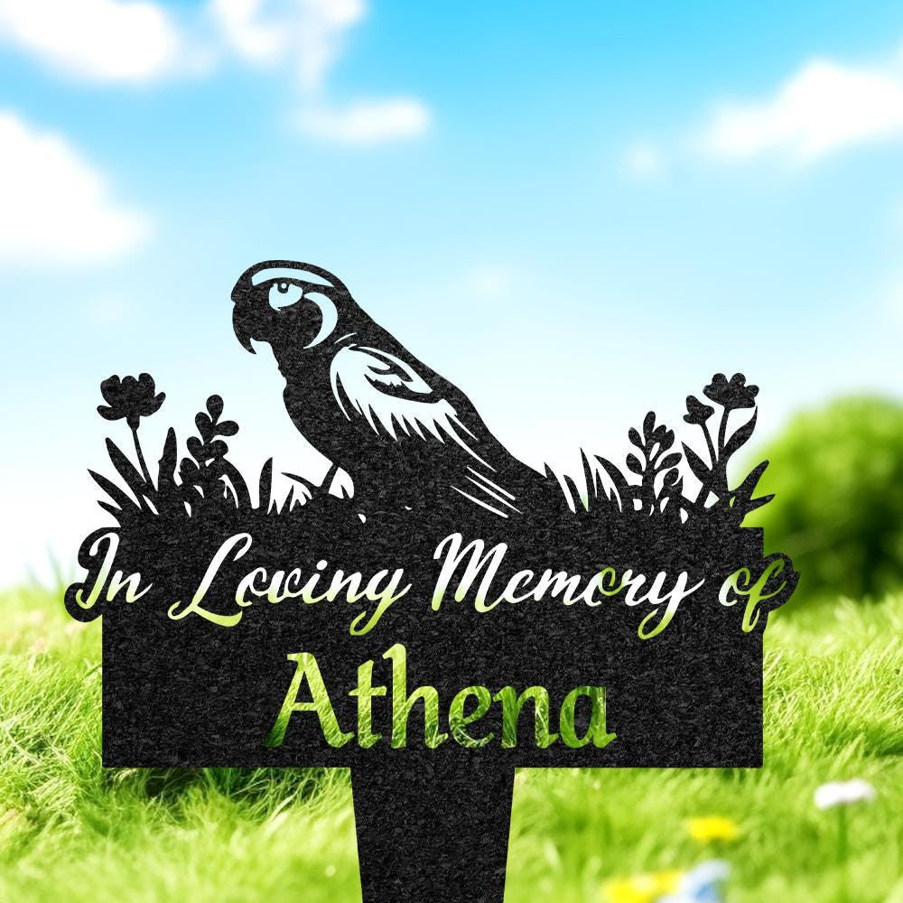 Personalized Parrot Memorial Plaque For Outdoor Custom Parrot Metal Sign Yard Art Decor Pet Grave Marker Remembrance Sign Pet Loss Gift