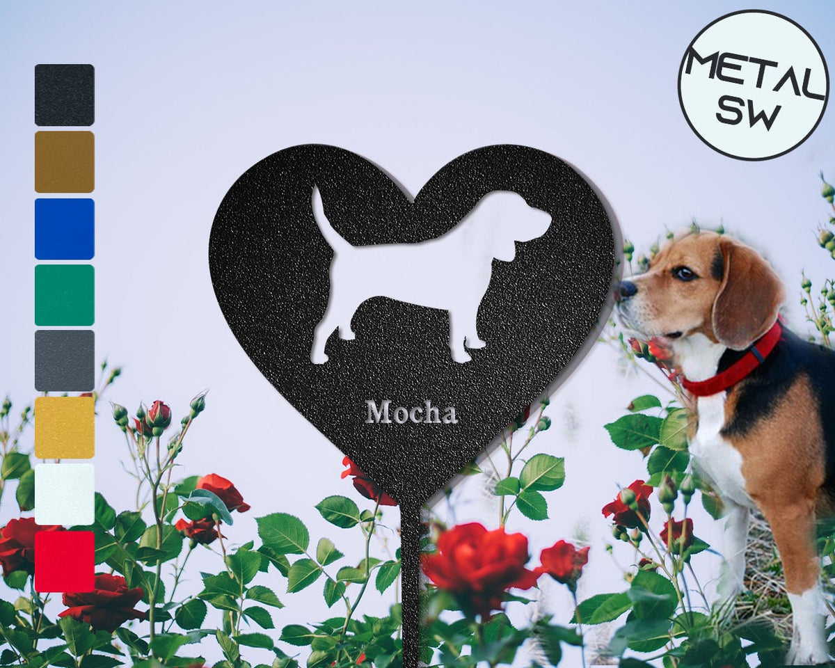 Metal Beagle Sign Beagle Dog Garden Stakes Beagle Memorial Headstone Lawn Stakes Beagle Memorial Stake Sign Personalized Beagle Dog Gift