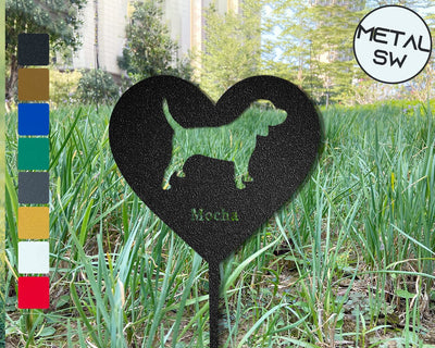 Metal Beagle Sign Beagle Dog Garden Stakes Beagle Memorial Headstone Lawn Stakes Beagle Memorial Stake Sign Personalized Beagle Dog Gift