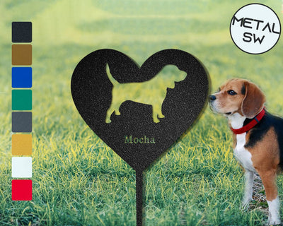 Metal Beagle Sign Beagle Dog Garden Stakes Beagle Memorial Headstone Lawn Stakes Beagle Memorial Stake Sign Personalized Beagle Dog Gift
