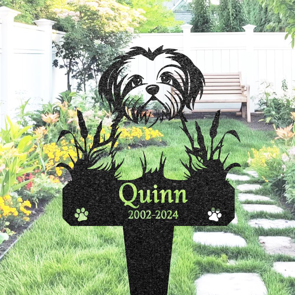 Custom Maltese Dog Memorial Grave Marker Pet Plaque Burial Stake Personalized Engraved Dog Name Keepsake Garden Sign Pet Loss Gift