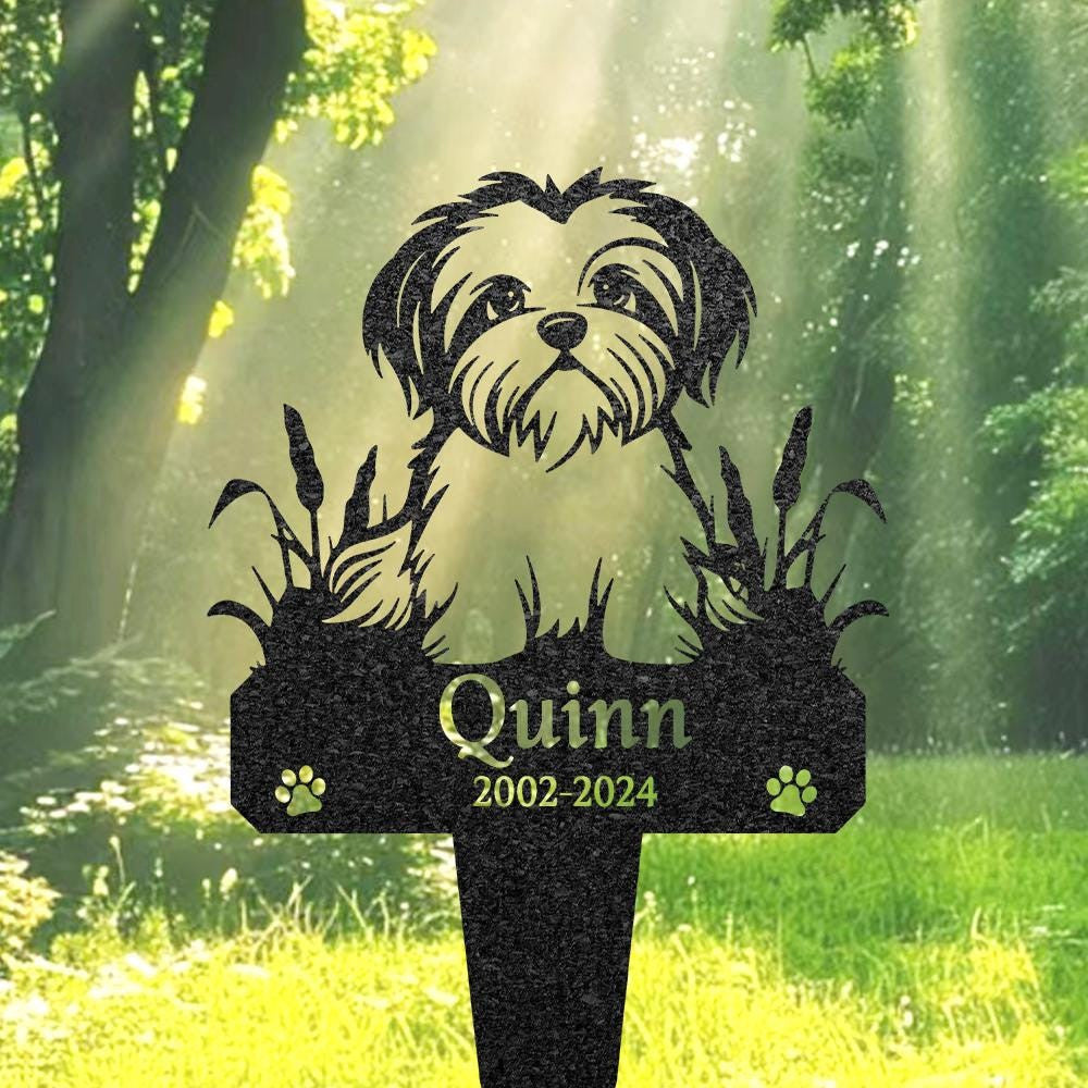 Custom Maltese Dog Memorial Grave Marker Pet Plaque Burial Stake Personalized Engraved Dog Name Keepsake Garden Sign Pet Loss Gift