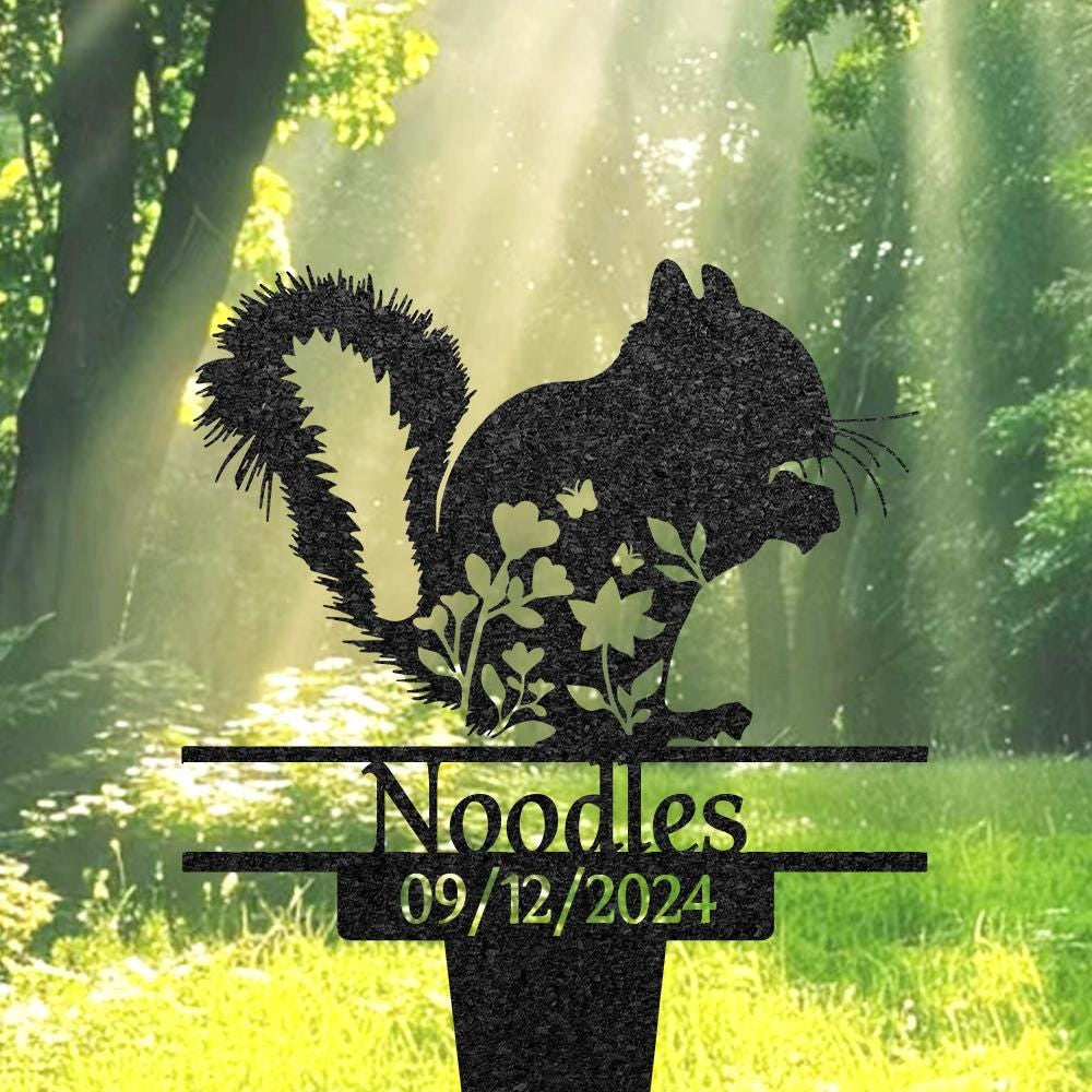 Personalized Squirrel Grave Marker Custom Squirrel Memorial Metal Garden Sign Pet Tombstone Outdoor Flowerbed Decor Pet Cemetery Marker