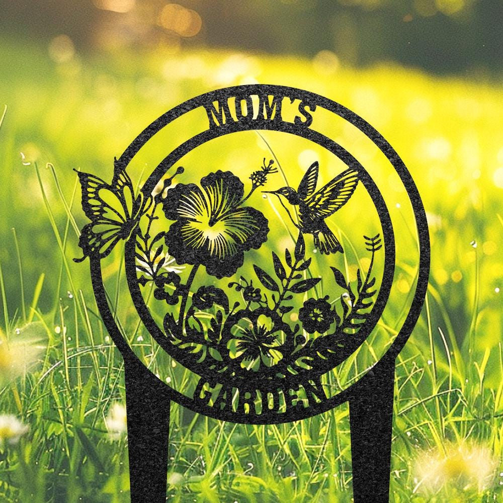 Personalized Hummingbird Garden Stake Custom Name Grave Marker Butterfly Garden Sign Yard Sign Gardener Burial Stake Gardening Gift