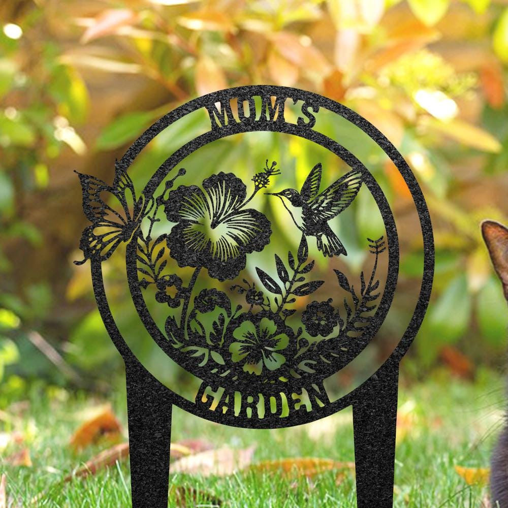 Personalized Hummingbird Garden Stake Custom Name Grave Marker Butterfly Garden Sign Yard Sign Gardener Burial Stake Gardening Gift