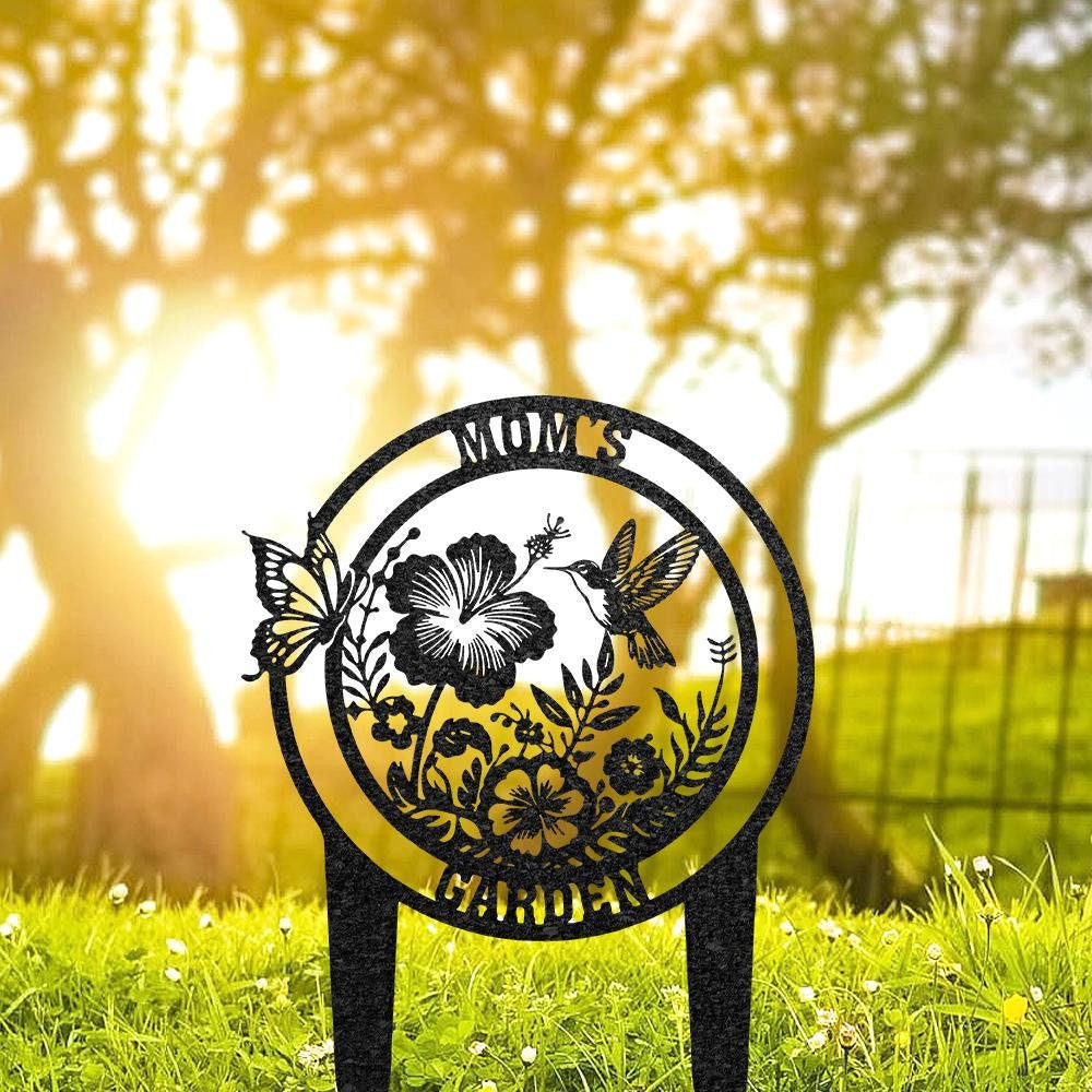 Personalized Hummingbird Garden Stake Custom Name Grave Marker Butterfly Garden Sign Yard Sign Gardener Burial Stake Gardening Gift