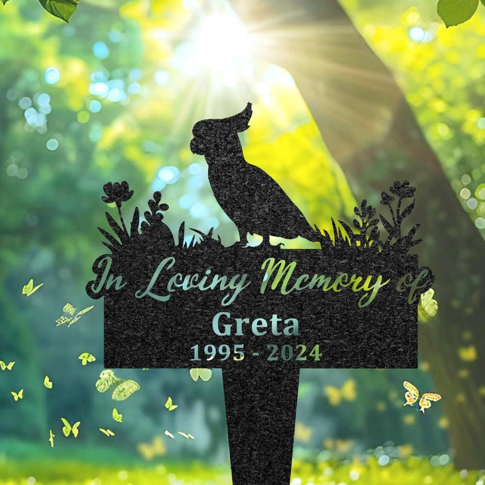 Personalized Goffins Cockatoo Memorial Plaque For Outdoor Custom Bird Metal Sign Yard Art Decor Pet Grave Marker Remembrance Sign