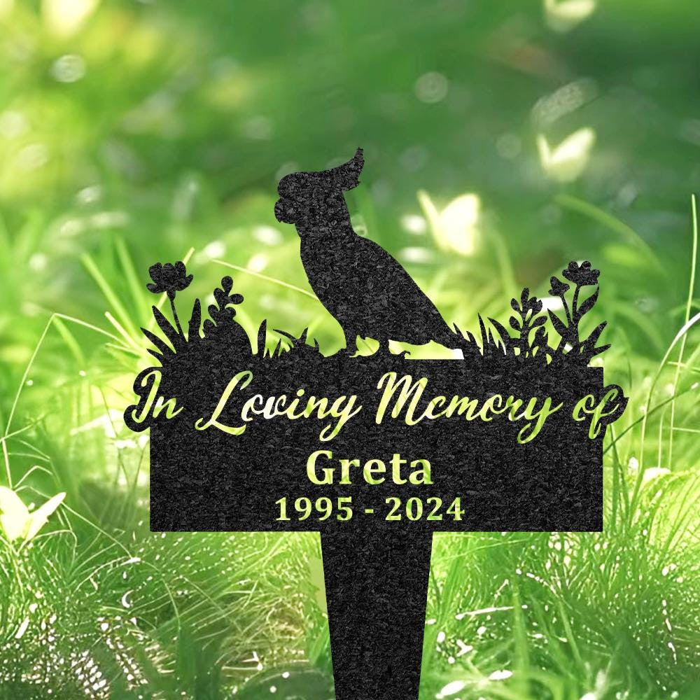 Personalized Goffins Cockatoo Memorial Plaque For Outdoor Custom Bird Metal Sign Yard Art Decor Pet Grave Marker Remembrance Sign