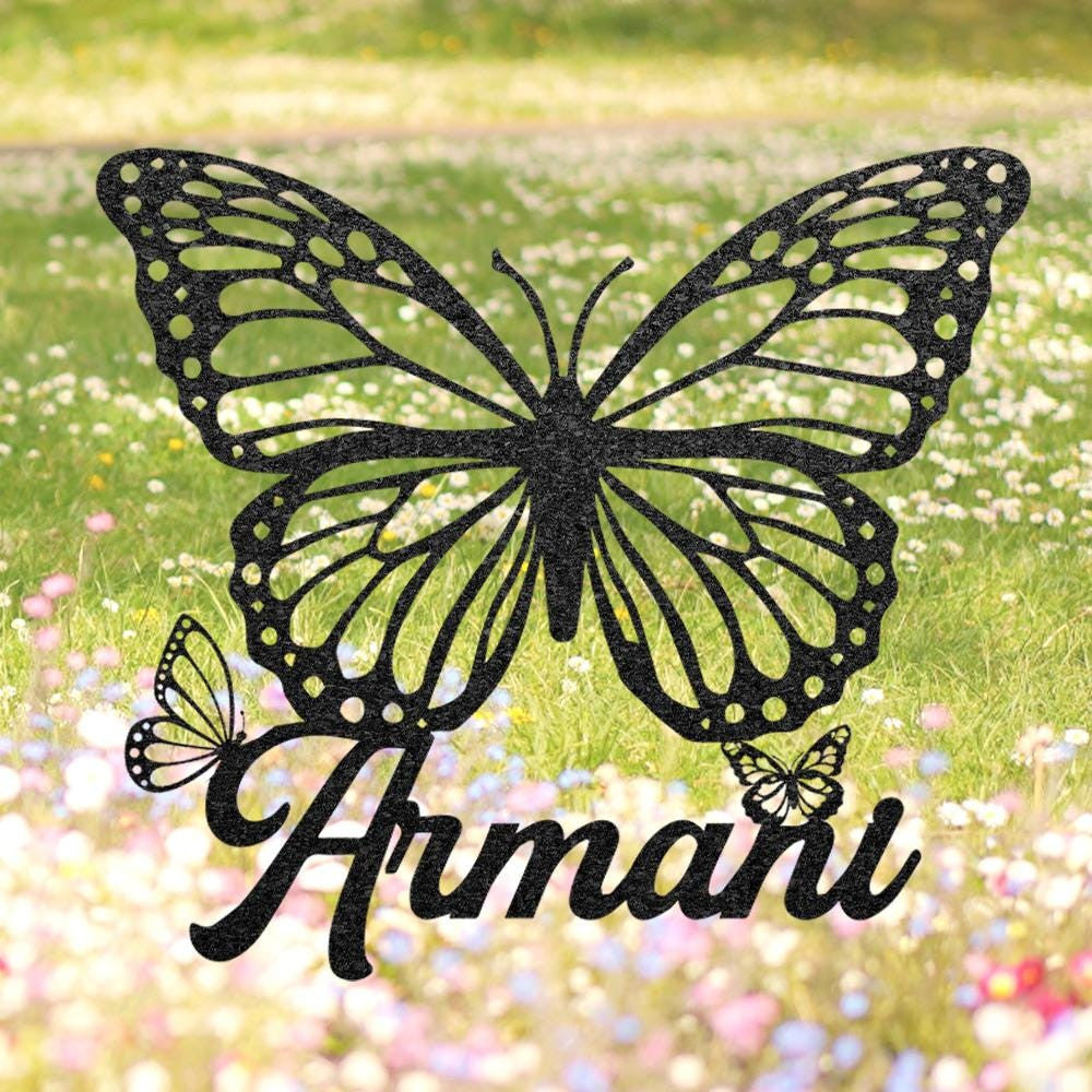Custom Butterfly Metal Wall Art Personalized Butterfly Backdrop Sign Butterfly Hanging Sign Outdoor Garden Decor Room Decor Name Sign
