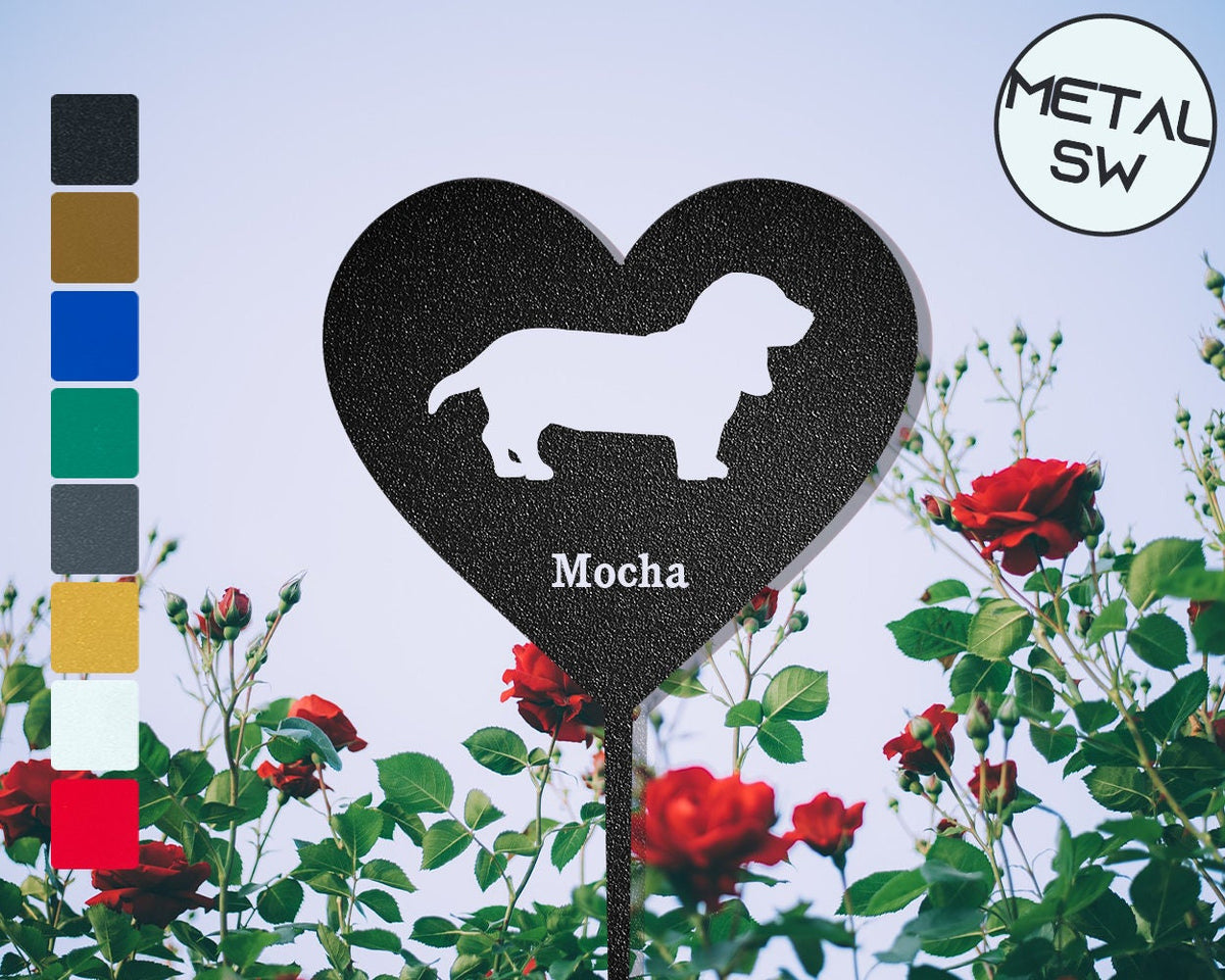 Metal Basset Dog Sign Basset Dog Garden Stakes Dog Memorial Plaque Lawn Stakes Pet Loss Gift Basset Dog Cemetery Decor