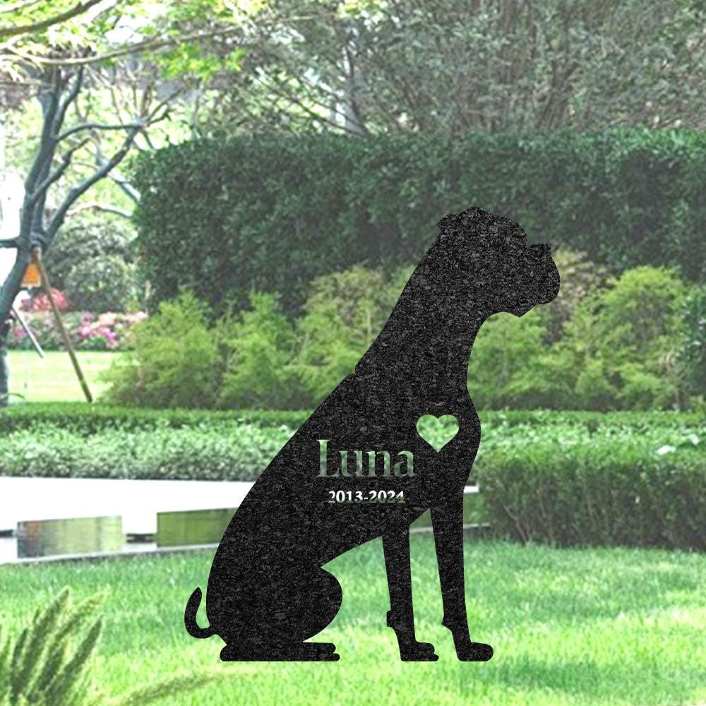 Custom Boxer Memorial Stake Dog Name Sign Pet Grave Marker Metal Dog Sign For Garden Yard Decor Outdoor Grave Plaque Dog Lover Gift