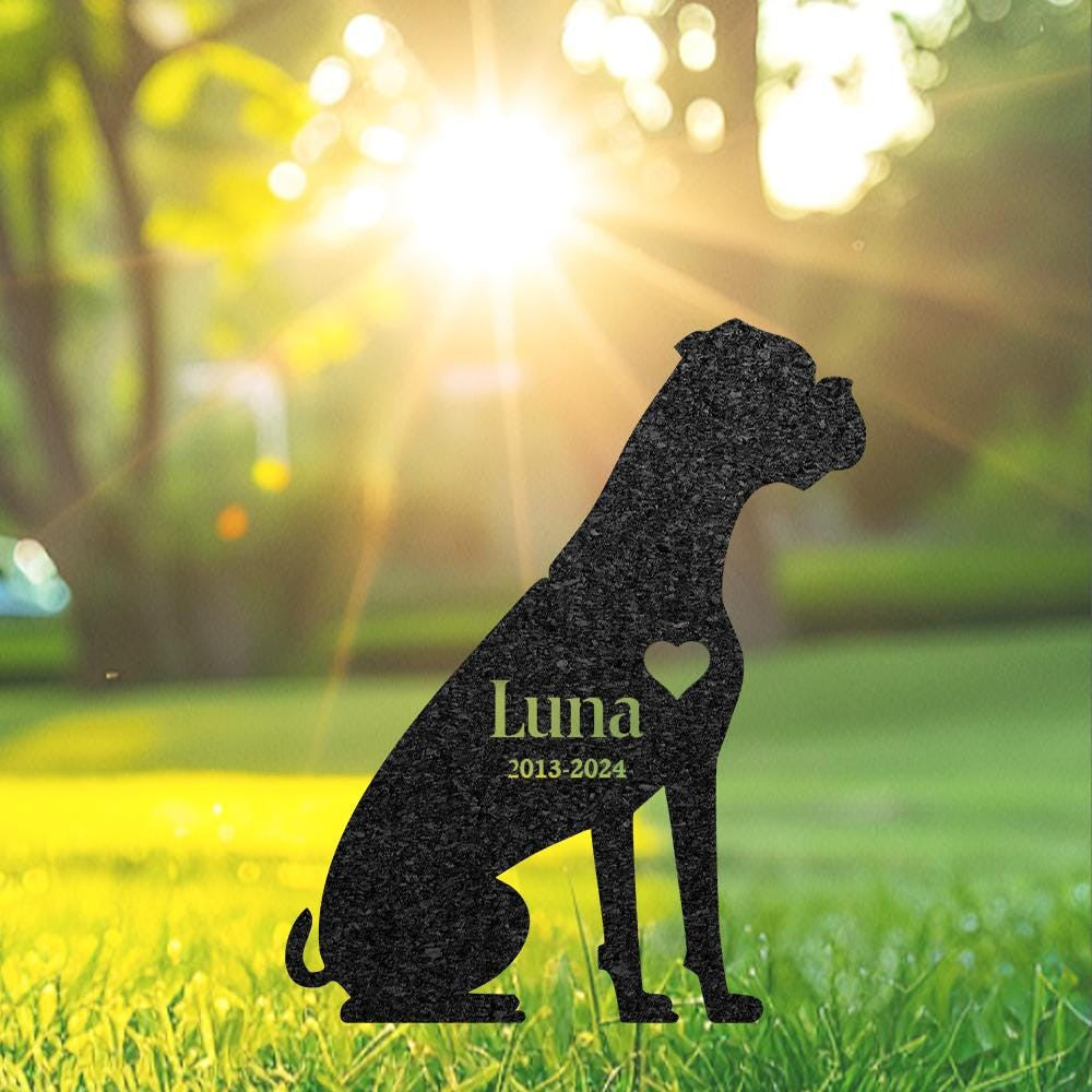 Custom Boxer Memorial Stake Dog Name Sign Pet Grave Marker Metal Dog Sign For Garden Yard Decor Outdoor Grave Plaque Dog Lover Gift